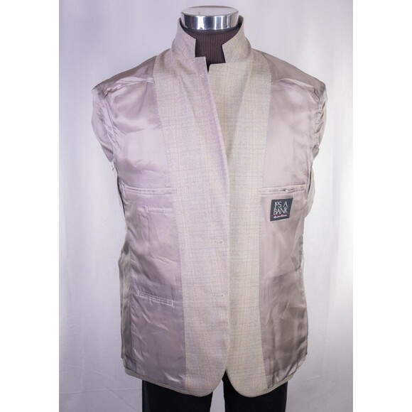 Jos A Bank Blazer Sz 40S Plaid Beige Sports Coat Suit Jacket Wool/Silk EUC - Picture 9 of 13